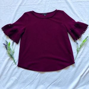 Moa Moa Maroon 3/4 Sleeve Top